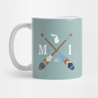 Paddle MI, Michigan Lake Life Painted Oars Mug